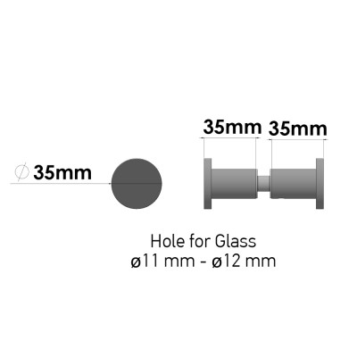 Διπλό Πόμολο - Άγκιστρο για τζάμι Ø3.5xD3.5cm Bronze Mat Sanco Glass Door Accessories SET-GL0670-M25