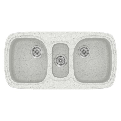 Νεροχύτης συνθετικός γρανίτη Sanitec Classic 303 96x51cm σε χρώμα 01. Granite White