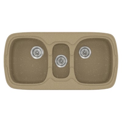 Νεροχύτης συνθετικός γρανίτη Sanitec Classic 303 96x51cm σε χρώμα 15. Metallic Cream