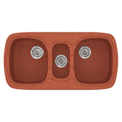 Νεροχύτης συνθετικός γρανίτη Sanitec Classic 303 96x51cm σε χρώμα 20. Granite Terracota