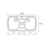 Νεροχύτης συνθετικός γρανίτη Sanitec Classic 303 96x51cm σε χρώμα 22. Metallic Space