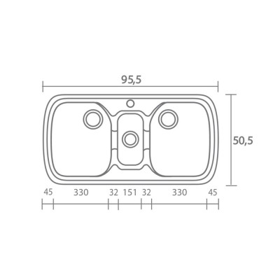 Νεροχύτης συνθετικός γρανίτη Sanitec Classic 303 96x51cm σε χρώμα 00. White