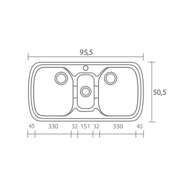 Νεροχύτης συνθετικός γρανίτη Sanitec Classic 303 96x51cm σε χρώμα 22. Metallic Space