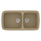 Νεροχύτης συνθετικός γρανίτη Sanitec Classic 305 96x51cm σε χρώμα 15. Metallic Cream