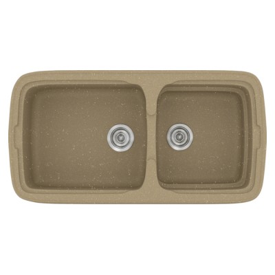 Νεροχύτης συνθετικός γρανίτη Sanitec Classic 305 96x51cm σε χρώμα 15. Metallic Cream