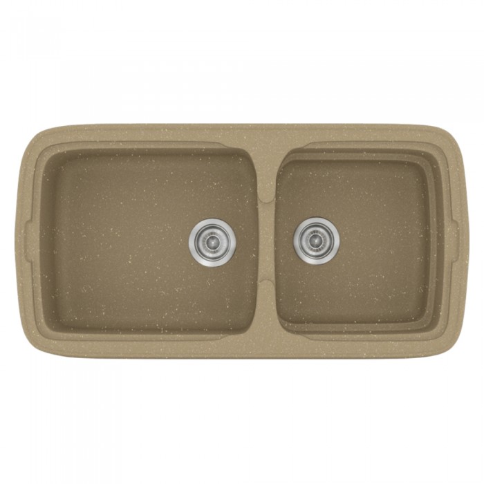 Νεροχύτης συνθετικός γρανίτη Sanitec Classic 305 96x51cm σε χρώμα 15. Metallic Cream