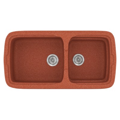 Νεροχύτης συνθετικός γρανίτη Sanitec Classic 305 96x51cm σε χρώμα 20. Granite Terracota