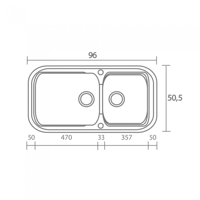 Νεροχύτης συνθετικός γρανίτη Sanitec Classic 305 96x51cm σε χρώμα 42. Granite Taupe