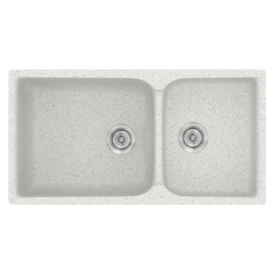 Νεροχύτης συνθετικός γρανίτη Sanitec Classic 307 92x51cm σε χρώμα 01. Granite White