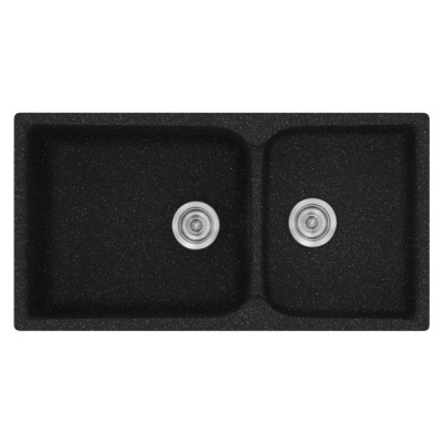 Νεροχύτης συνθετικός γρανίτη Sanitec Classic 307 92x51cm σε χρώμα 05. Granite Black