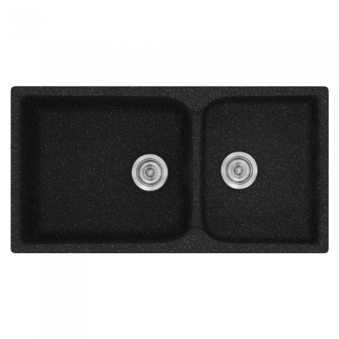 Νεροχύτης συνθετικός γρανίτη Sanitec Classic 307 92x51cm σε χρώμα 05. Granite Black