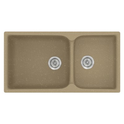 Νεροχύτης συνθετικός γρανίτη Sanitec Classic 307 92x51cm σε χρώμα 15. Metallic Cream