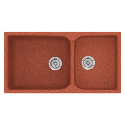 Νεροχύτης συνθετικός γρανίτη Sanitec Classic 307 92x51cm σε χρώμα 20. Granite Terracota