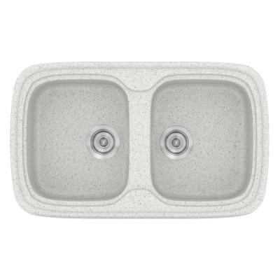 Νεροχύτης συνθετικός γρανίτη Sanitec Classic 312 82x50cm σε χρώμα 01. Granite White