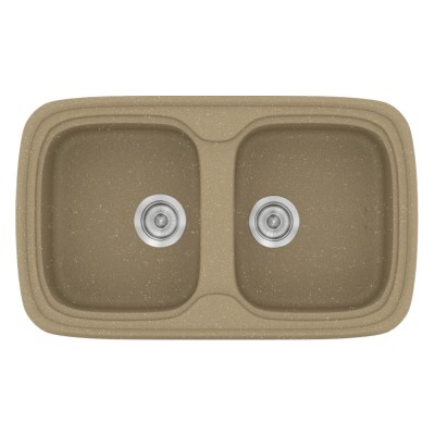 Νεροχύτης συνθετικός γρανίτη Sanitec Classic 312 82x50cm σε χρώμα 15. Metallic Cream