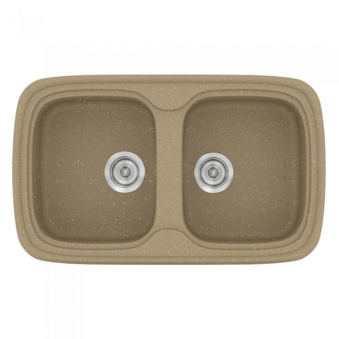 Νεροχύτης συνθετικός γρανίτη Sanitec Classic 312 82x50cm σε χρώμα 15. Metallic Cream