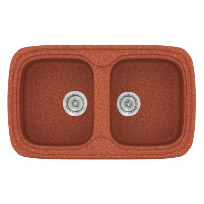 Νεροχύτης συνθετικός γρανίτη Sanitec Classic 312 82x50cm σε χρώμα 20. Granite Terracota