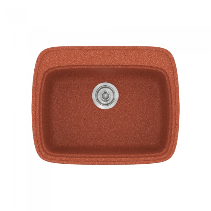 Νεροχύτης συνθετικός γρανίτη Sanitec Classic 313 58x50cm σε χρώμα 20. Granite Terracota