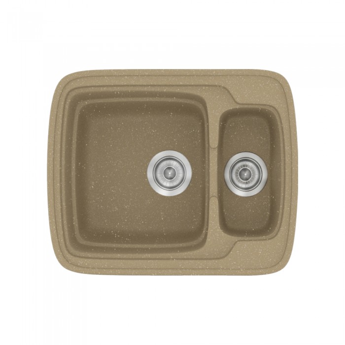 Νεροχύτης συνθετικός γρανίτη Sanitec Classic 314 60x51cm σε χρώμα 15. Metallic Cream