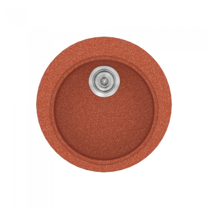 Νεροχύτης συνθετικός γρανίτη Sanitec Classic 316 48x48cm σε χρώμα 20. Granite Terracota