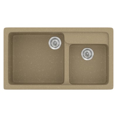 Νεροχύτης συνθετικός γρανίτη Sanitec Classic 317 90x51cm σε χρώμα 15. Metallic Cream