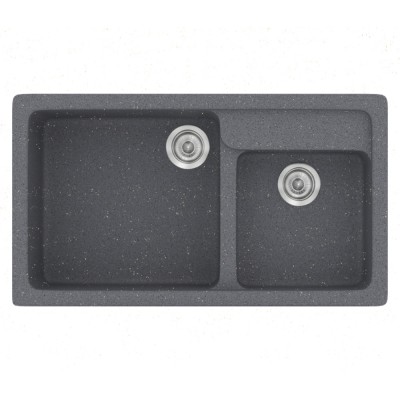 Νεροχύτης συνθετικός γρανίτη Sanitec Classic 317 90x51cm σε χρώμα 17. Metallic Silver