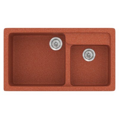 Νεροχύτης συνθετικός γρανίτη Sanitec Classic 317 90x51cm σε χρώμα 20. Granite Terracota