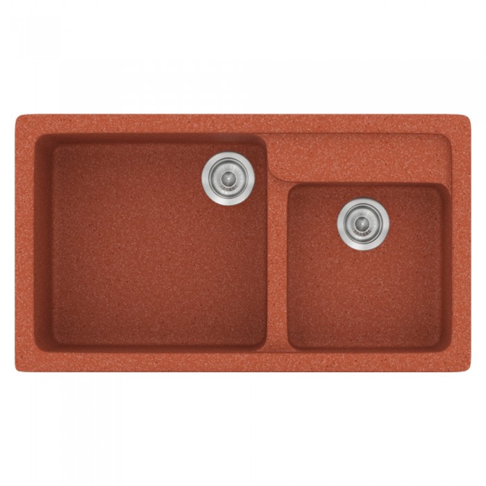 Νεροχύτης συνθετικός γρανίτη Sanitec Classic 317 90x51cm σε χρώμα 20. Granite Terracota