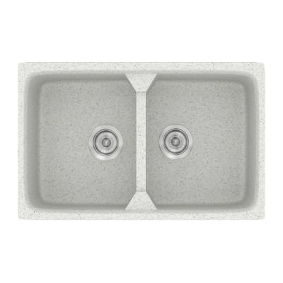 Νεροχύτης συνθετικός γρανίτη Sanitec Classic 318 78x51cm σε χρώμα 01. Granite White