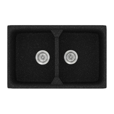 Νεροχύτης συνθετικός γρανίτη Sanitec Classic 318 78x51cm σε χρώμα 05. Granite Black