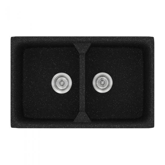 Νεροχύτης συνθετικός γρανίτη Sanitec Classic 318 78x51cm σε χρώμα 05. Granite Black