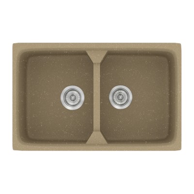 Νεροχύτης συνθετικός γρανίτη Sanitec Classic 318 78x51cm σε χρώμα 15. Metallic Cream