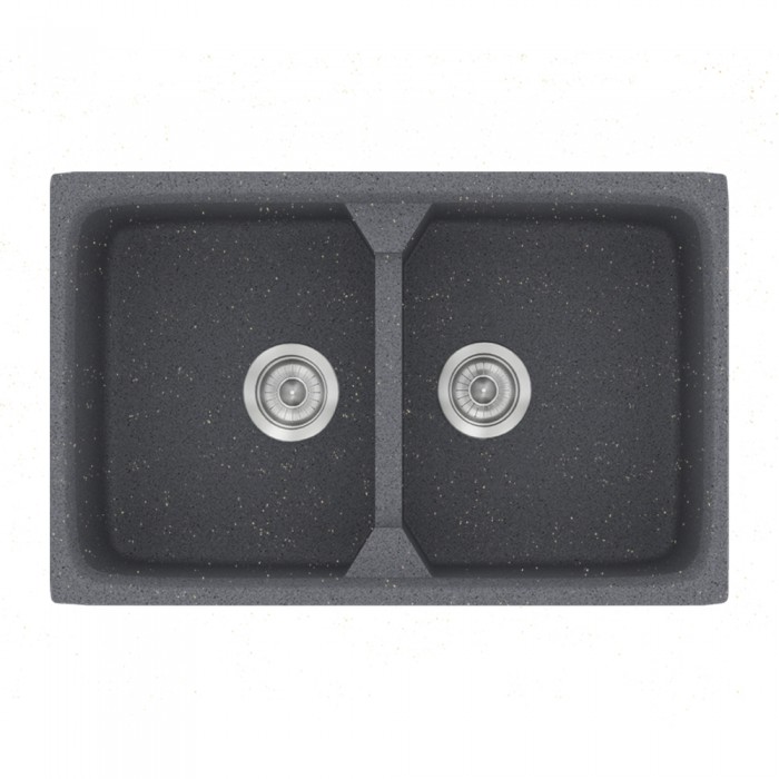 Νεροχύτης συνθετικός γρανίτη Sanitec Classic 318 78x51cm σε χρώμα 17. Metallic Silver