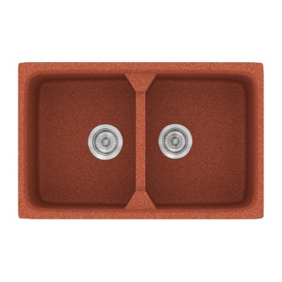 Νεροχύτης συνθετικός γρανίτη Sanitec Classic 318 78x51cm σε χρώμα 20. Granite Terracota