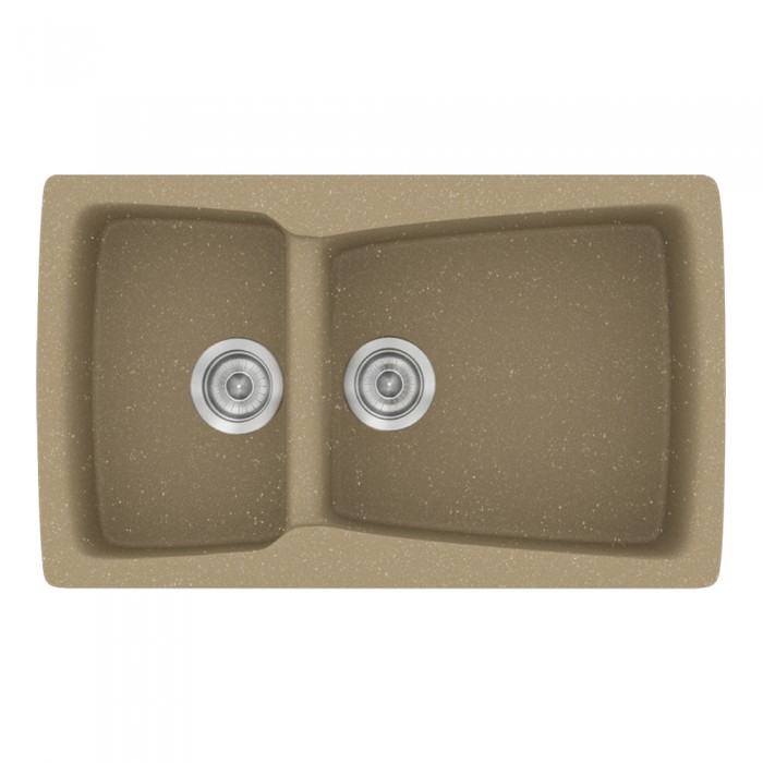 Νεροχύτης συνθετικός γρανίτη Sanitec Classic 320 79x50cm σε χρώμα 15. Metallic Cream