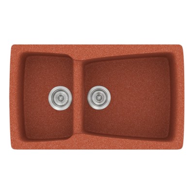 Νεροχύτης συνθετικός γρανίτη Sanitec Classic 320 79x50cm σε χρώμα 20. Granite Terracota