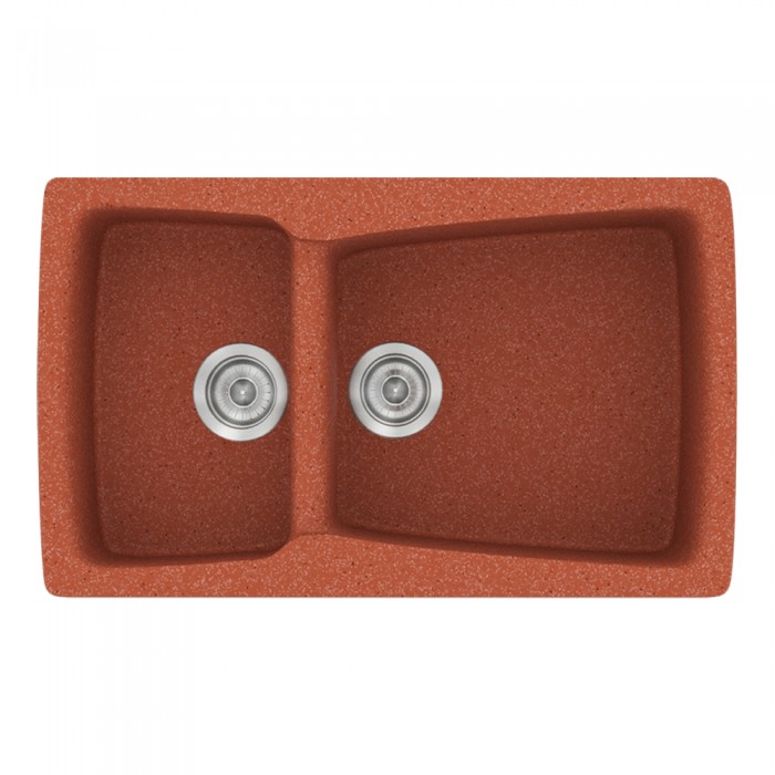 Νεροχύτης συνθετικός γρανίτη Sanitec Classic 320 79x50cm σε χρώμα 20. Granite Terracota