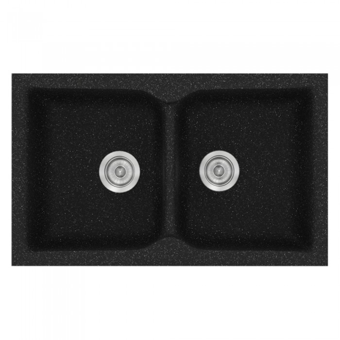 Νεροχύτης συνθετικός γρανίτη Sanitec Classic 322 81x50cm σε χρώμα 05. Granite Black