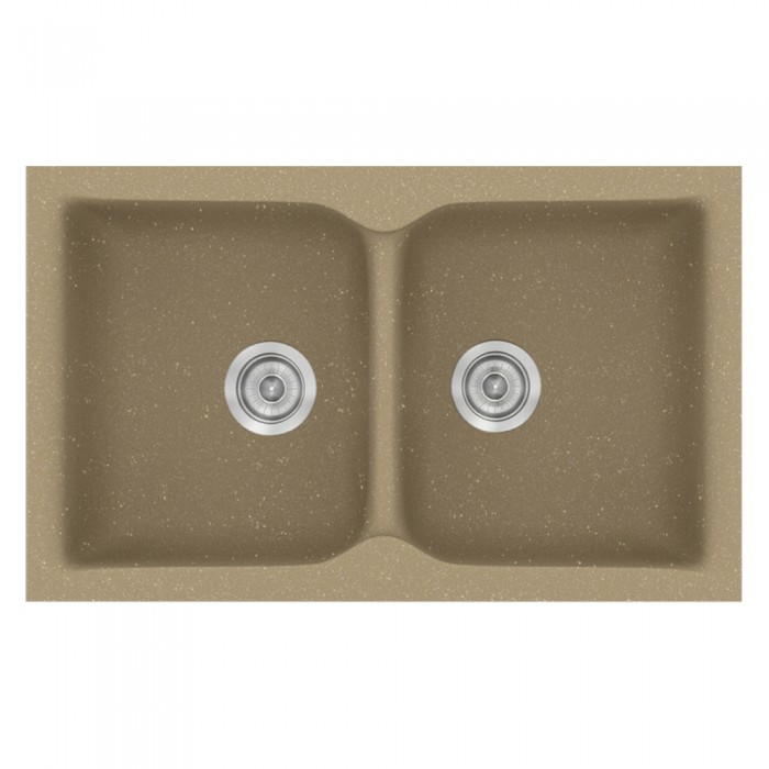 Νεροχύτης συνθετικός γρανίτη Sanitec Classic 322 81x50cm σε χρώμα 15. Metallic Cream