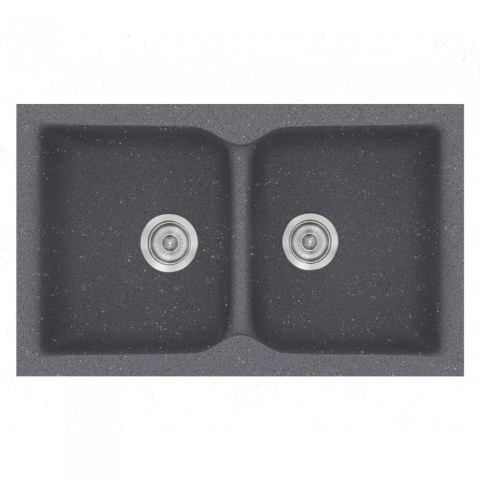 Νεροχύτης συνθετικός γρανίτη Sanitec Classic 322 81x50cm σε χρώμα 17. Metallic Silver