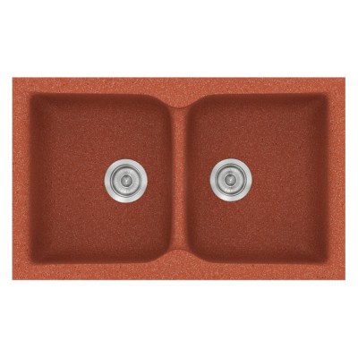 Νεροχύτης συνθετικός γρανίτη Sanitec Classic 322 81x50cm σε χρώμα 20. Granite Terracota