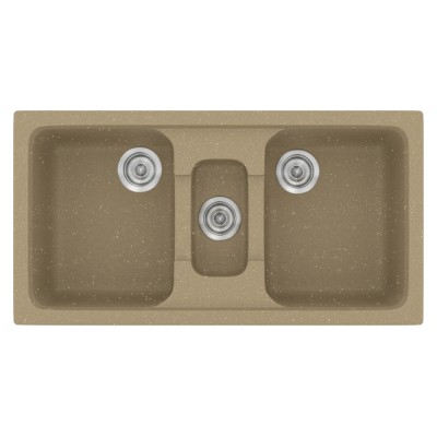 Νεροχύτης συνθετικός γρανίτη Sanitec Classic 325 97x51cm σε χρώμα 15. Metallic Cream