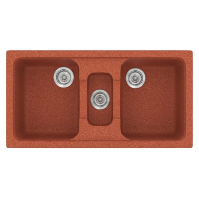 Νεροχύτης συνθετικός γρανίτη Sanitec Classic 325 97x51cm σε χρώμα 20. Granite Terracota