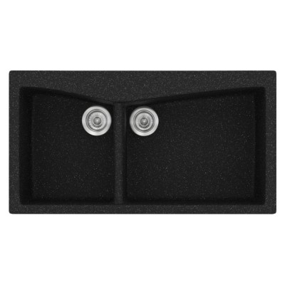 Νεροχύτης συνθετικός γρανίτη Sanitec Classic 326 93x51cm σε χρώμα 05. Granite Black