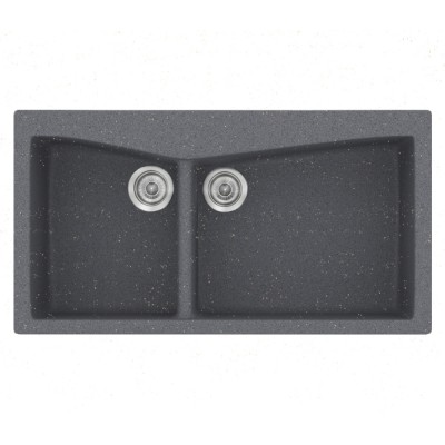 Νεροχύτης συνθετικός γρανίτη Sanitec Classic 326 93x51cm σε χρώμα 17. Metallic Silver