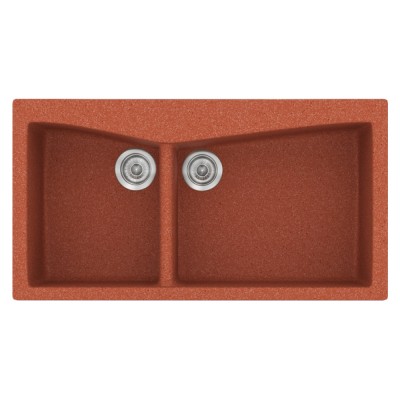 Νεροχύτης συνθετικός γρανίτη Sanitec Classic 326 93x51cm σε χρώμα 20. Granite Terracota