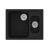 Νεροχύτης συνθετικός γρανίτη Sanitec Classic 330 62x51cm σε χρώμα 05. Granite Black