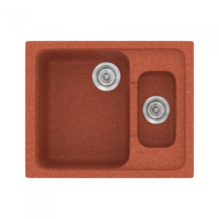 Νεροχύτης συνθετικός γρανίτη Sanitec Classic 330 62x51cm σε χρώμα 20. Granite Terracota