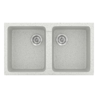 Νεροχύτης συνθετικός γρανίτη Sanitec Classic 334 86x50cm σε χρώμα 01. Granite White