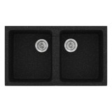 Νεροχύτης συνθετικός γρανίτη Sanitec Classic 334 86x50cm σε χρώμα 05. Granite Black